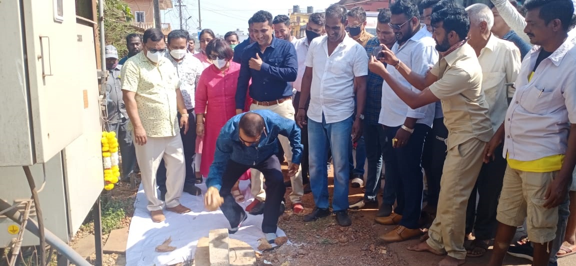 Bhomi Pooja by Sancoale Sarpanch Shri Ramakant Borkar.