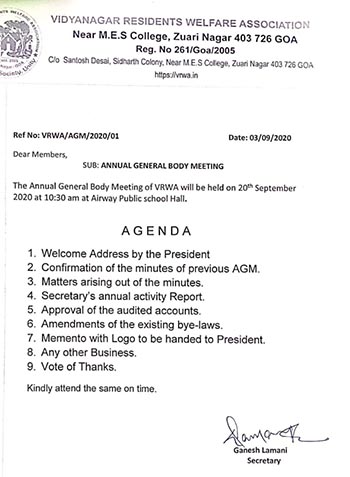 AGM Agenda set