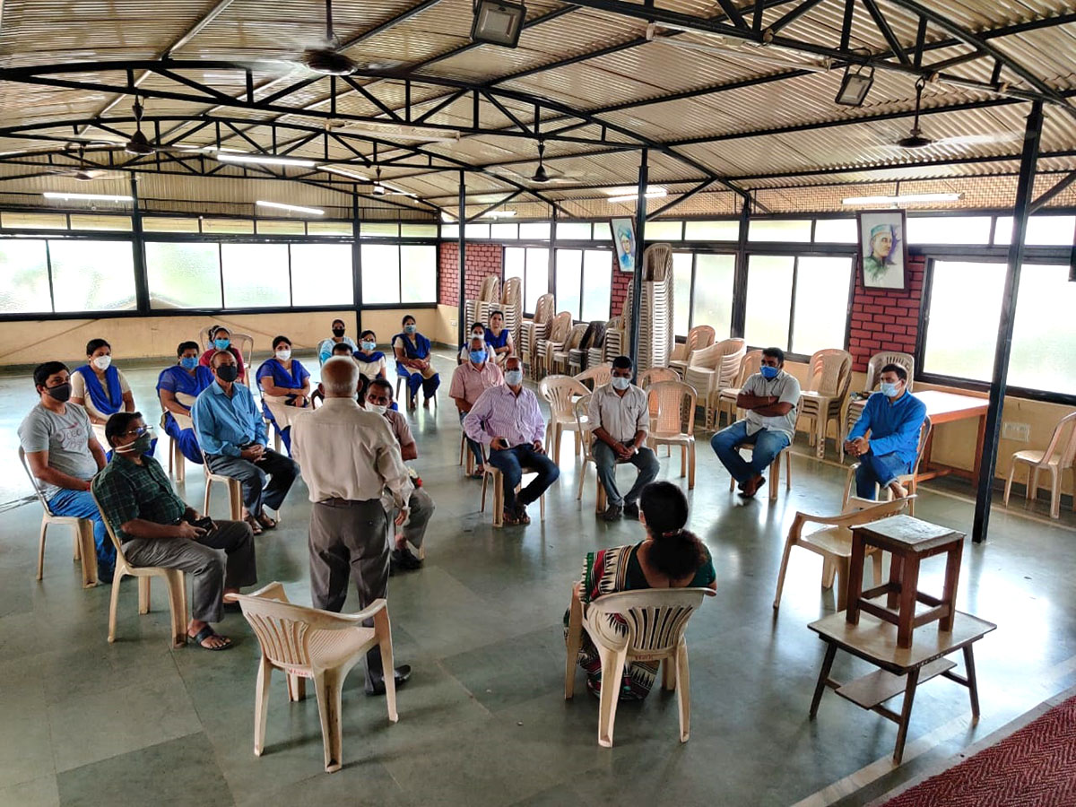 Airway Public School principal Mr. Cherian Kurvilla addressing the audience gathered to felicitate the principal and teachers of Airway Public School on their securing 100% results during the 2020 SSC examination.