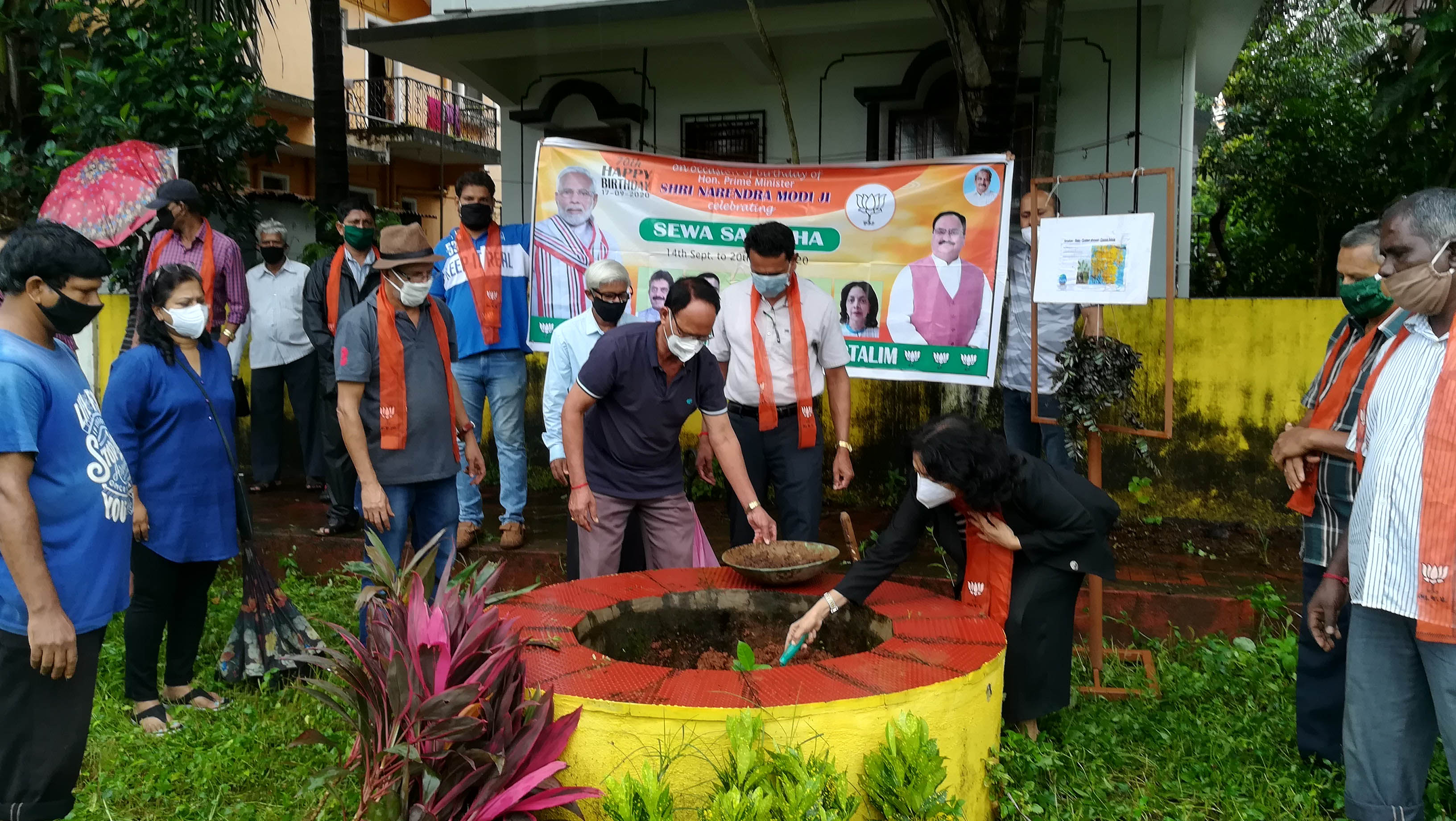 Seen in above picture, the Vidyanagar Association President Shri Santosh Desai  lending a hand in planting a sapling during the 3rd Van Mahotsav day being celebrated in Vidyanagar at Sidharth colony garden.