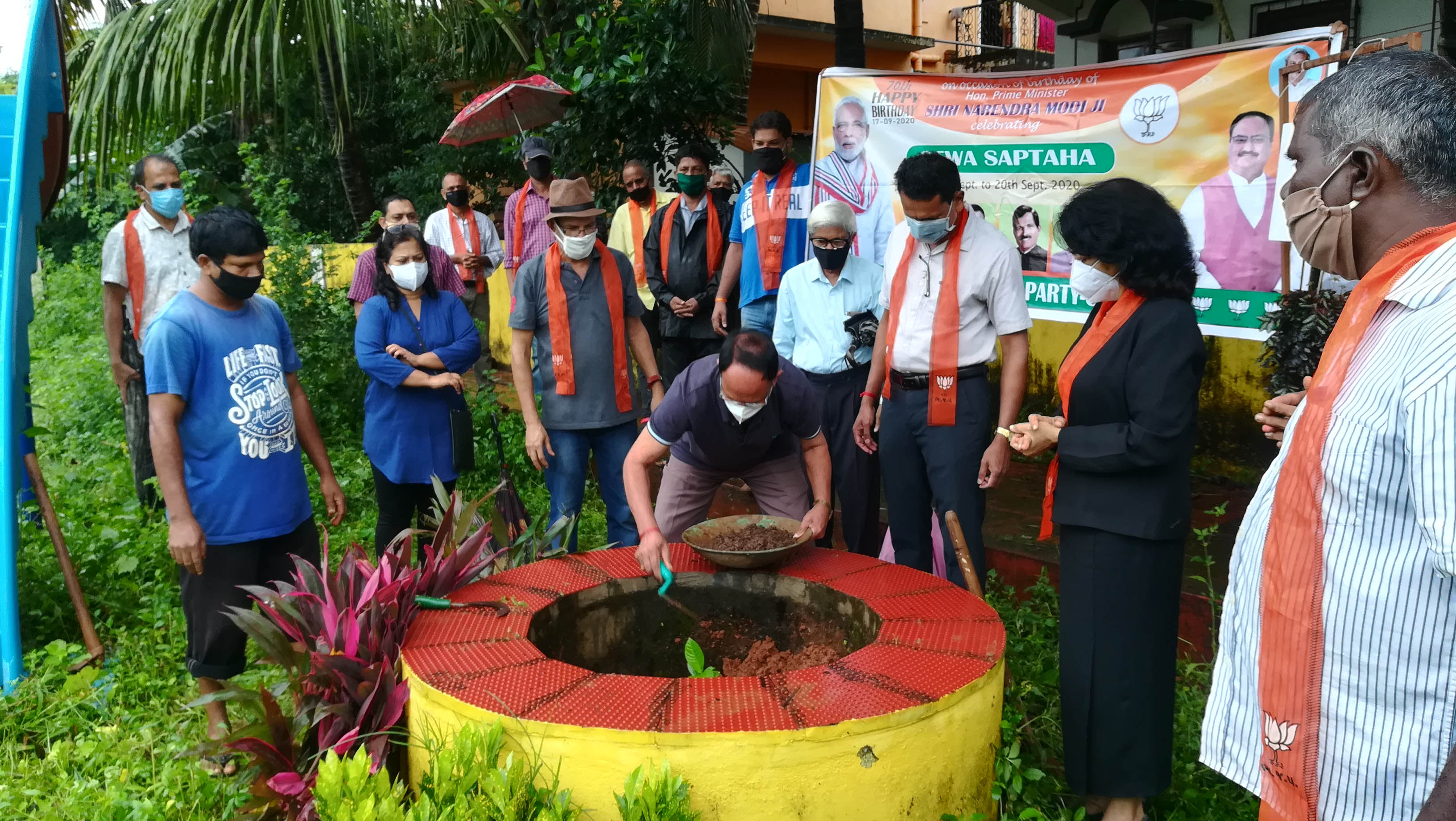 Seen in above picture, our Association President Shri Santosh Desai lending a hand in planting a sapling during the 3rd Van Mahotsav day being celebrated in Vidyanagar at Sidharth colony garden.