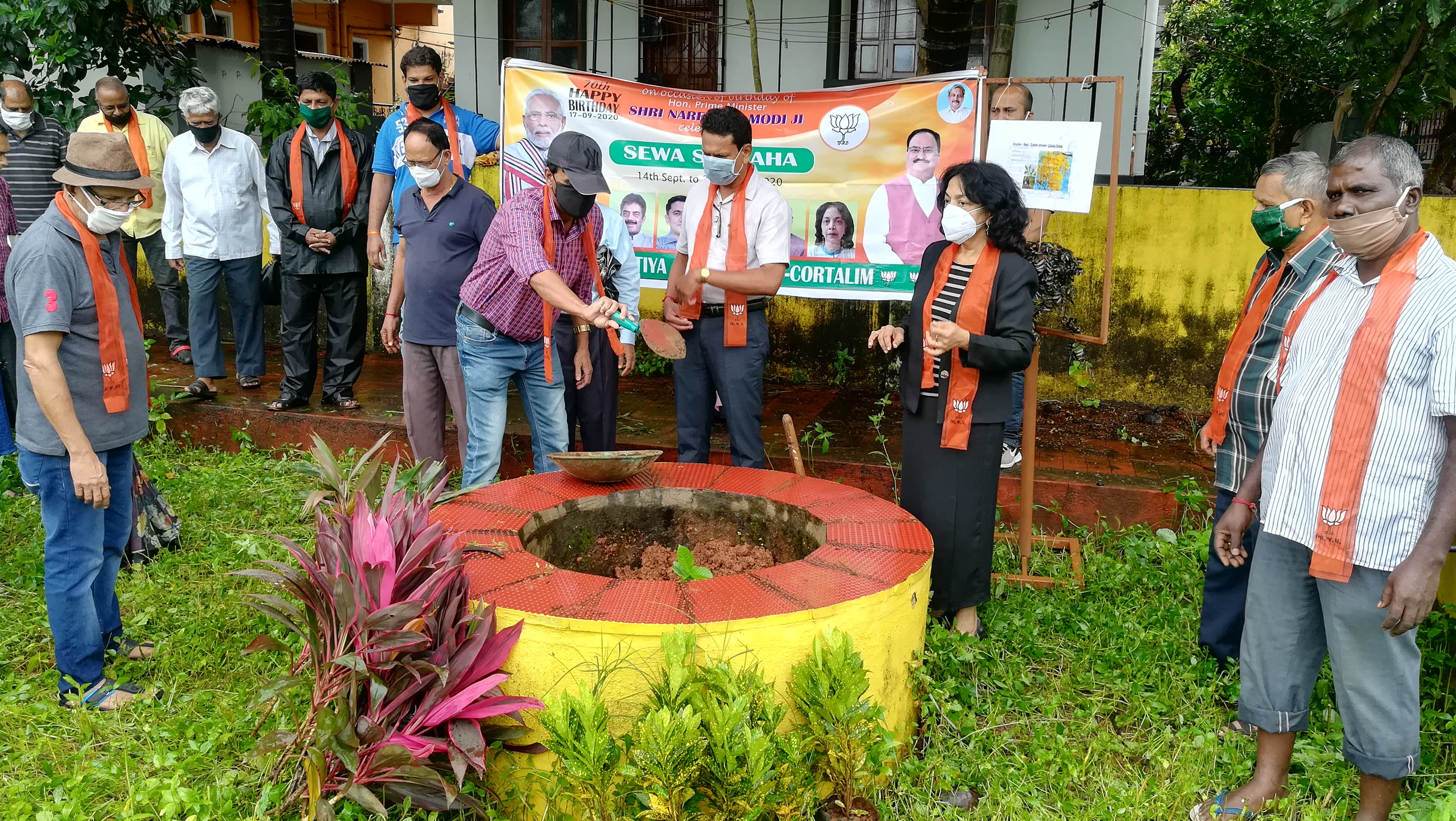 Seen in above picture, local resident Shri Wilfred Fernandes, lending a hand in planting a sapling during the 3rd Van Mahotsav day being celebrated in Vidyanagar at Sidharth colony garden.