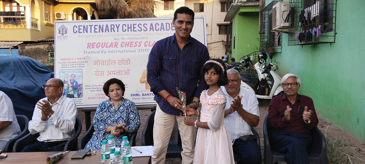 Guest Shri Girish Pillai, Dy. Sarpanch, V.P. Sancoale being felicitated.