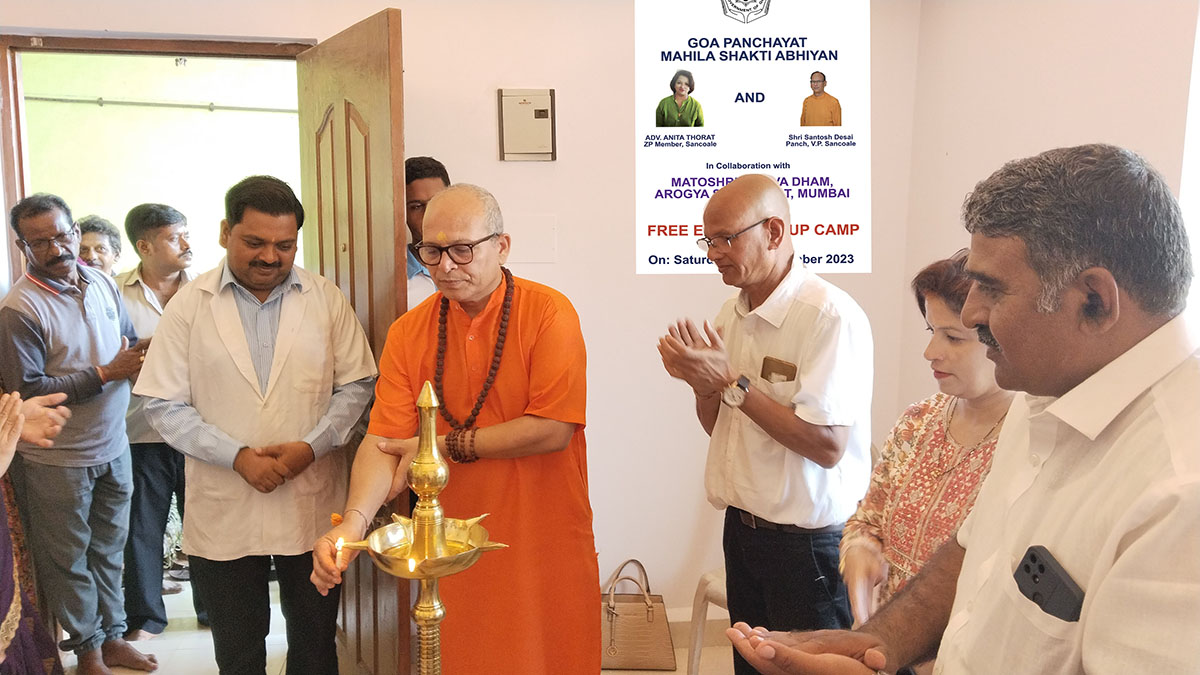 Sanatan dharma scholar Shri Pravin Chaudhary ji, lighting traditional lamp inaugurating the eye camp.