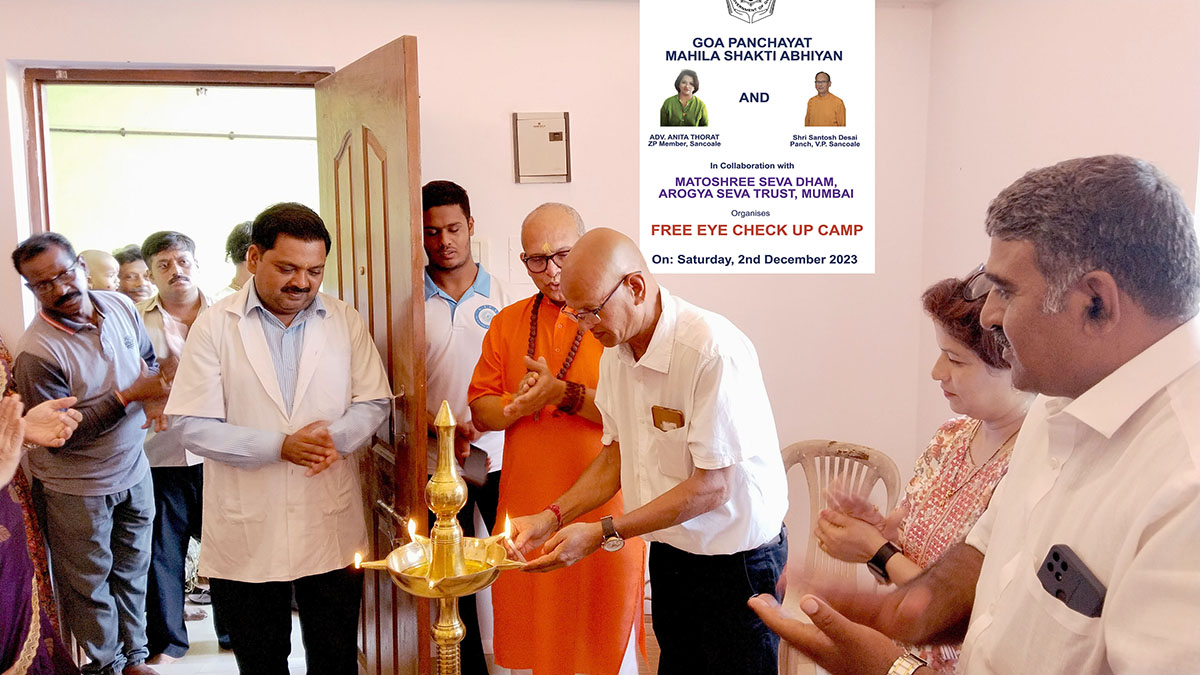 Panch of ward 1, Sancoale Shri Santosh Desai lighting traditional lamp inaugurating the eye camp.