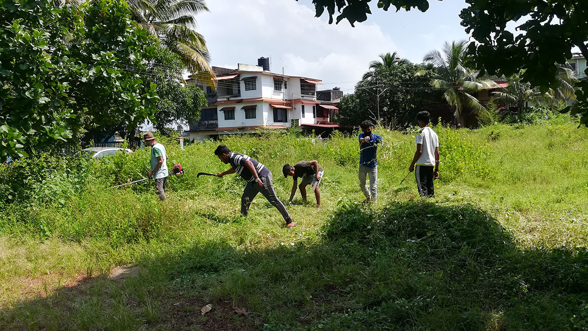 The youth soon got into the hang of things and the garden was cleared of weeds in next to no time.