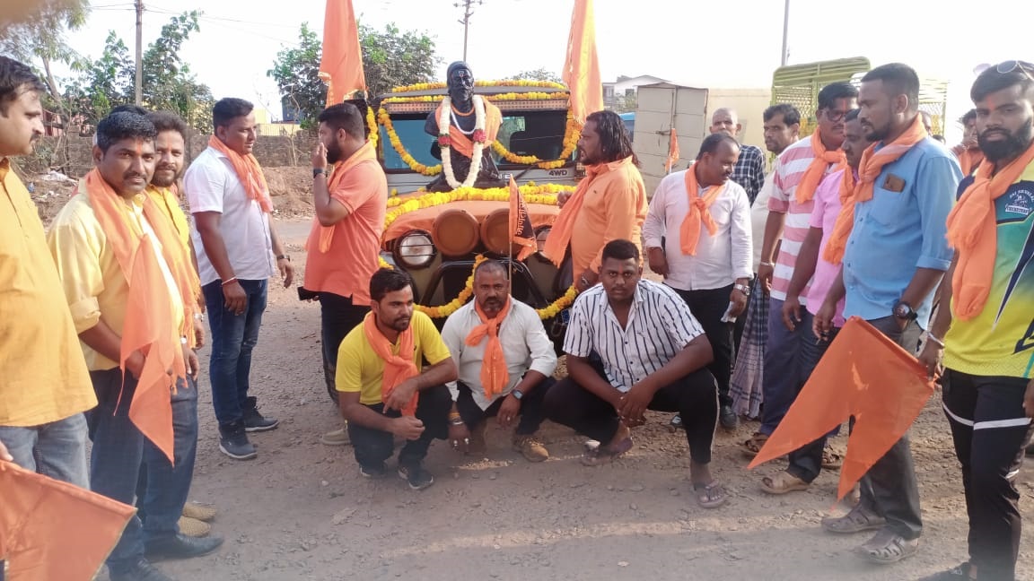 2-Wheeler rally in progress during the Chhatrapati Shivaji Maharaj Jayanti event.